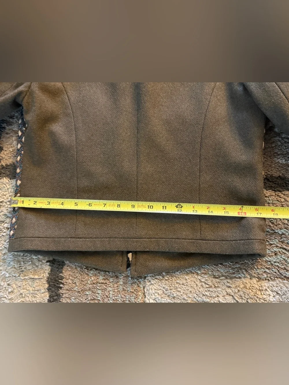 Tory Burch Olive Green Beaded Front Zip Military-Style Jacket